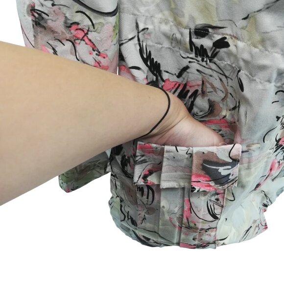 SoCa St John Long Sleeve Roll Cuff Floral Jacket Size P  Zip Pockets Anorak - Picture 6 of 14